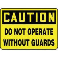 Accuform Signs MEQC720VP Accuform Signs 7\" X 10\" Black And Yellow Plastic Value Machine Guarding Sign \"Caution Do Not Operate Wi